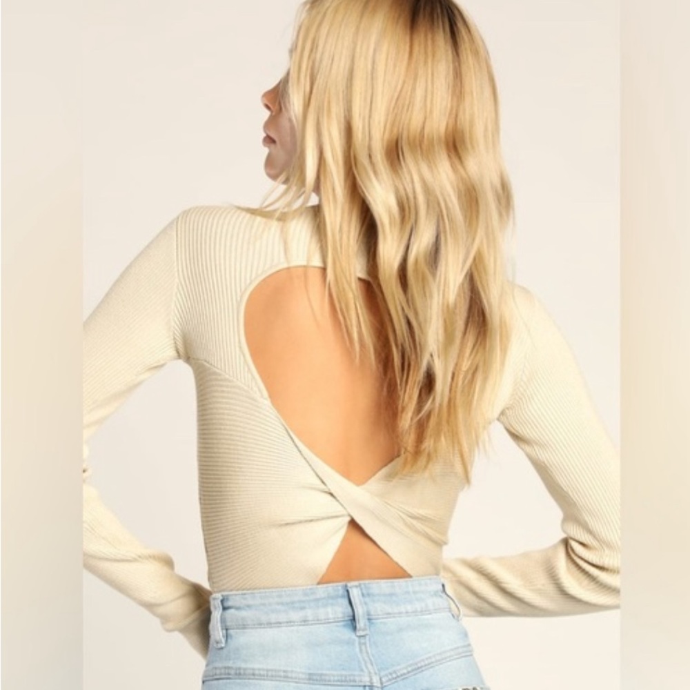 LULUS ribbed open back sweater